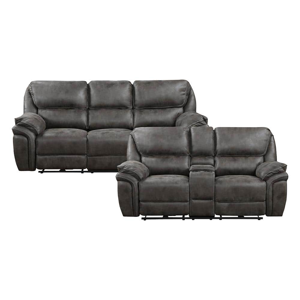 Arlo 90 in. W Pillow Top Arm Microfiber Rectangle 2-Piece Power Reclining S