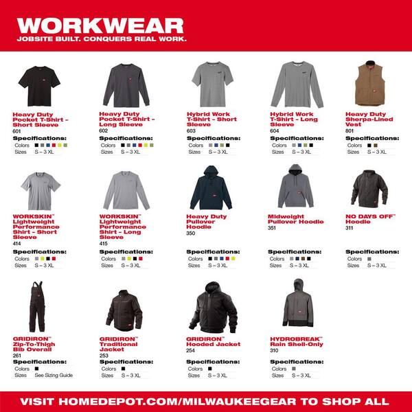 Milwaukee Men's Large Black Heavy-Duty Cotton/Polyester Long-Sleeve Pullover Hoodie and Short-Sleeve Gray Pocket T-Shirt