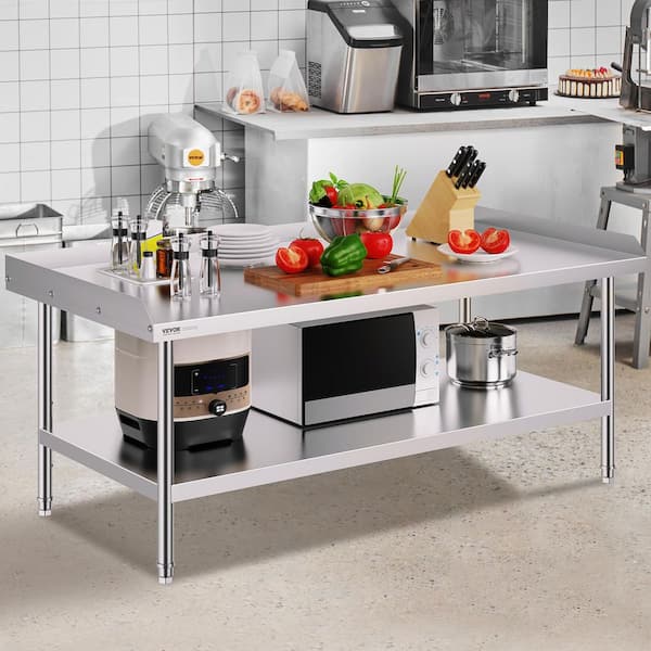 Stainless Steel Equipment Grill Stand 60 x 30 x 24 in. Stainless Table with Adjustable Undershelf Grill Stand Table