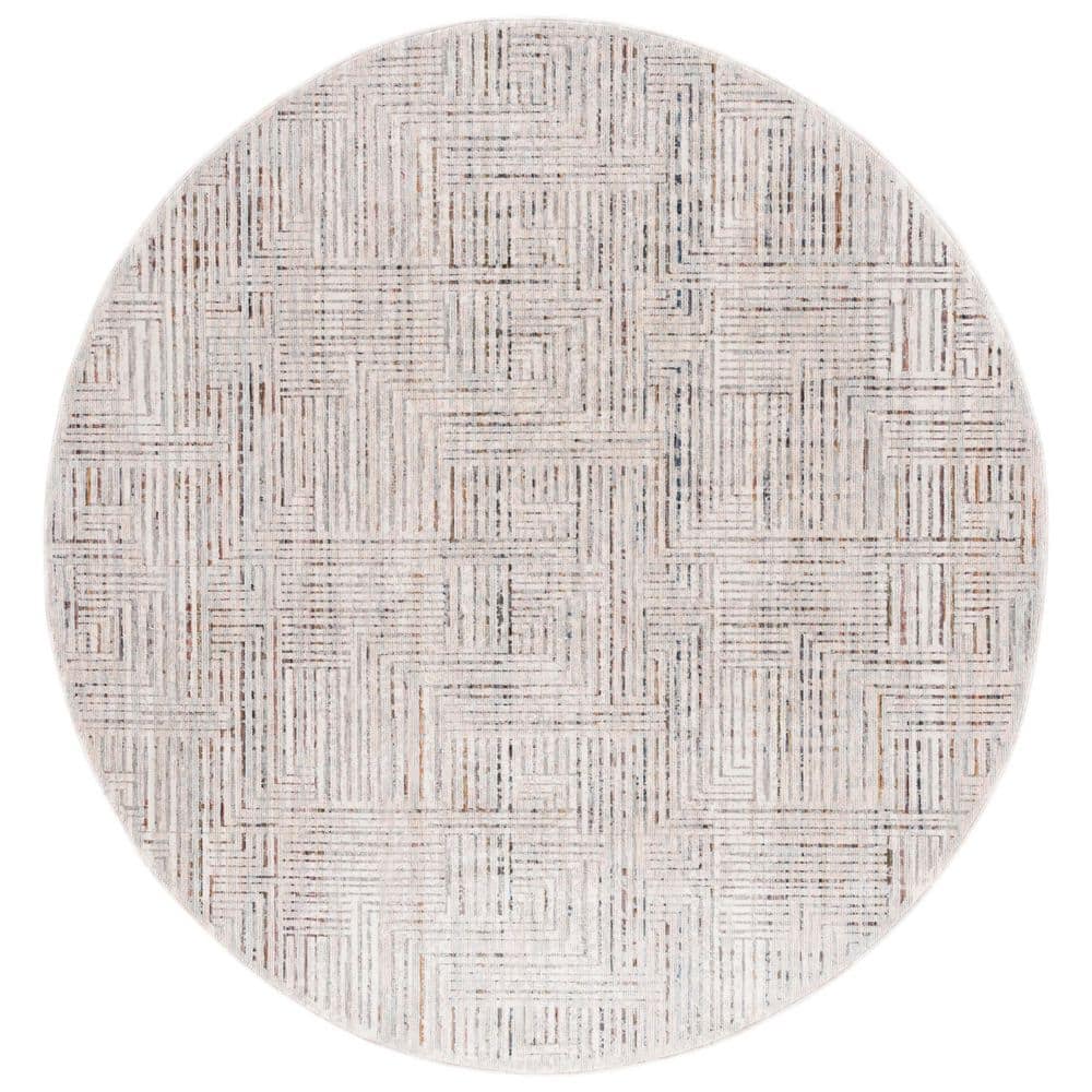 Harlow Rust Rug SAFAVIEH Harlow 6 ft. x 6 ft. Ivory Gray/Rust Crosshatch Marle Round ...