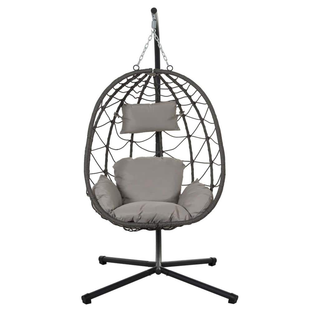 Outdoor Indoor Wicker Egg Swing Chair with Stand, Egg Chair with Stand and 