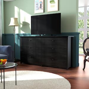 6-Drawer Black Chest of Drawers Dressers with 2 Oversized Drawers 32.4 in. H x 56 in. W x 15.8 in. L