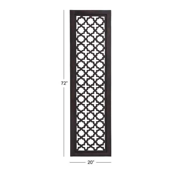 20 in. x 72 in. Wood Black Handmade Carved Geometric Wall Decor