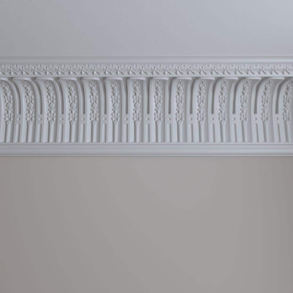 Primed White Geometric Polyurethane Crown Moulding Sample, 12" Length