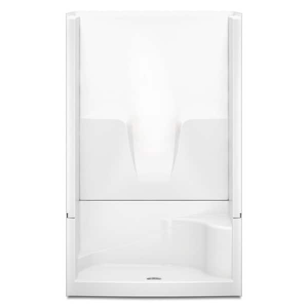 Aquatic Remodeline 48 in. x 34 in. x 76 in. 4-Piece Shower Stall with Right Seat and Center Drain in White