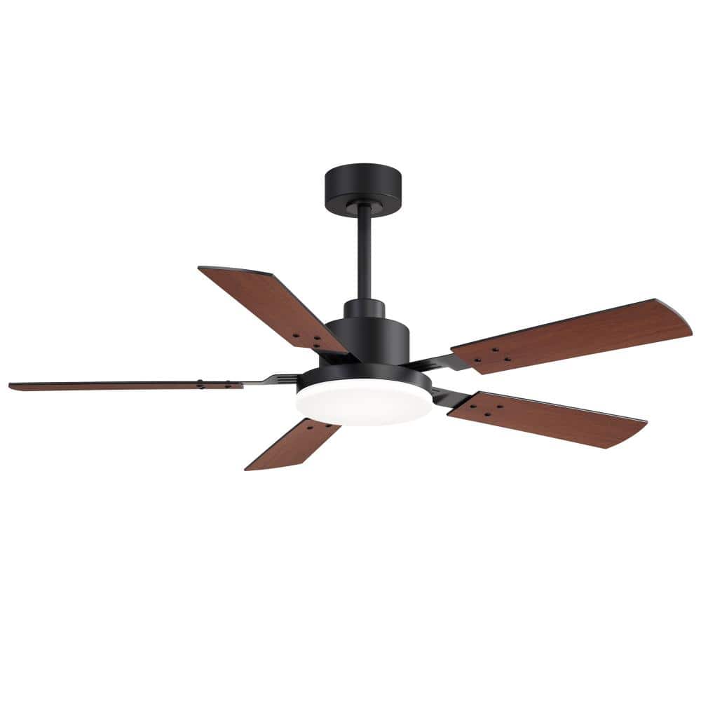 52 in. Indoor Matte Black Ceiling Fans with Adjustable White Integrated LED with 5-Reversible Blades and Remote Included price history on PriceWatchPro