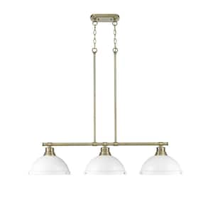 Duncan 300-Watt 3-Light Aged Brass Pendant Light with Steel Shade