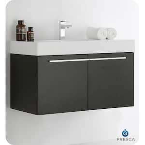 Vista 36 in. Bath Vanity in Black with Acrylic Vanity Top in White with White Basin