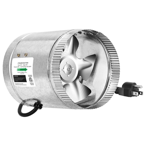 6 in. Inline Duct Fan 240 CFM, HVAC Exhaust Ventilation with Low Noise Silver, Electric Powered in Galvanized Steel