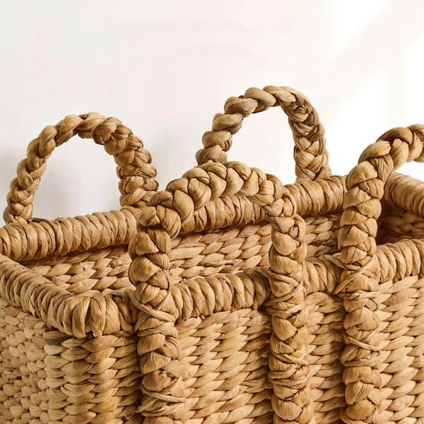 Brown 24 in. x 20.5 in. Waterhyacinth Decorative Basket Set of 3