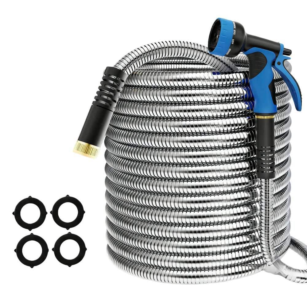 100 ft. Stainless Steel Heavy Duty Garden Hose with 10-Function Nozzle for Yard Outdoors RV Use (1-Pack) price history on PriceWatchPro