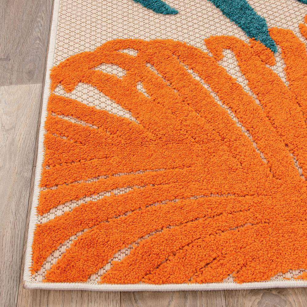 Tropical Floral Multi-Color Synthetic Indoor/Outdoor 5' x 7' Area Rug