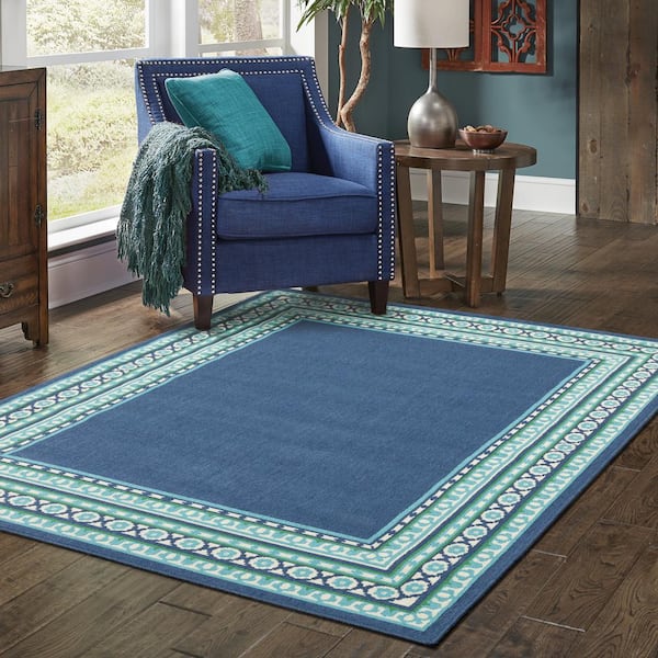 Tonga Navy 2 ft. x 8 ft. Indoor/Outdoor Patio Runner Rug