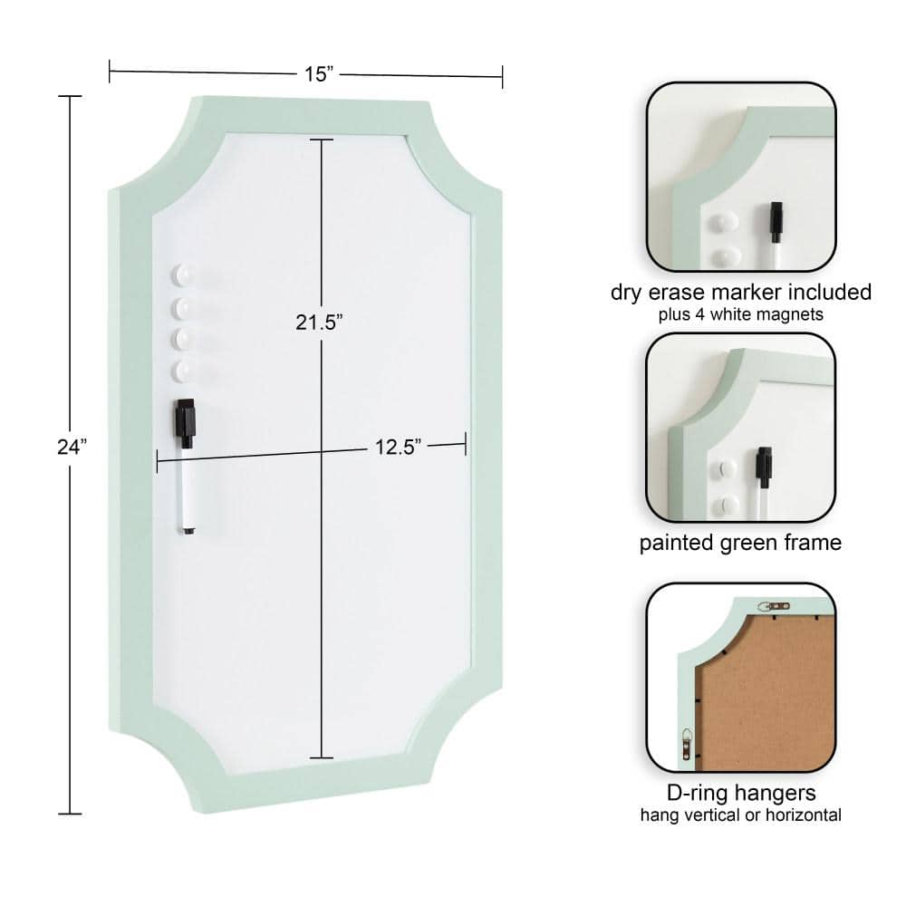 Holbrook Green Magnetic Dry Erase Board with Marker and Magnets
