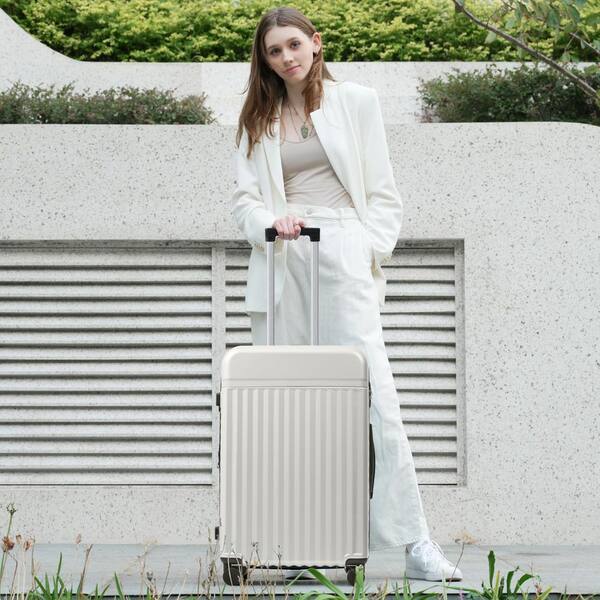 Tatahance 3-Piece Ash Gray Hardside Spinner Wheels Luggage Set