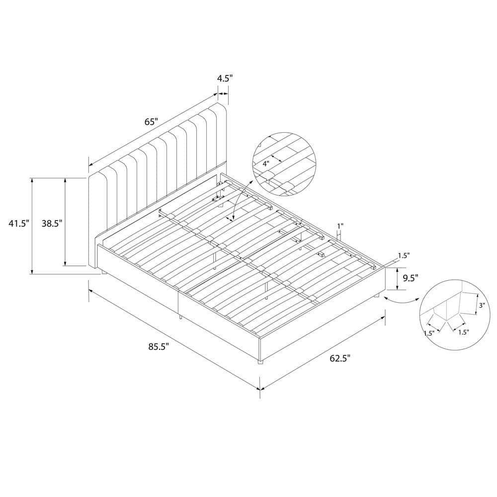 Elegant Queen-Sized Brittany Platform Bed with Tufted Linen Upholstery