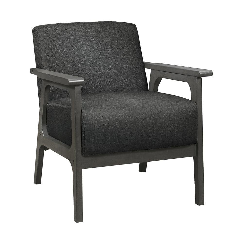 Ride Dark Gray Textured Upholstery Solid Wood Antique Gray Finish Accent Ch