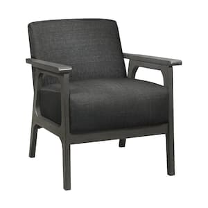 Ride Dark Gray Textured Upholstery Solid Wood Antique Gray Finish Accent Chair