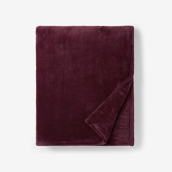 The Company Store Company Cotton Plush Merlot Polyester Throw Blanket