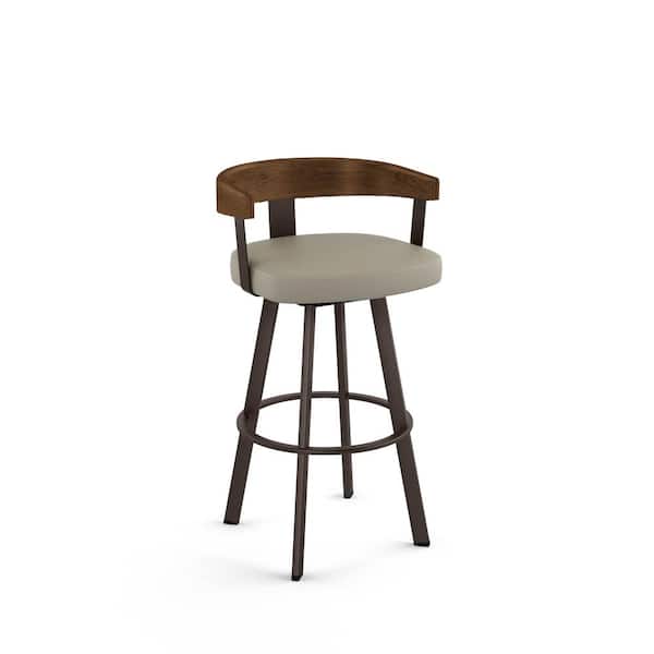 Amisco Lars 30 in. Beige Faux Leather / Dark Brown Metal