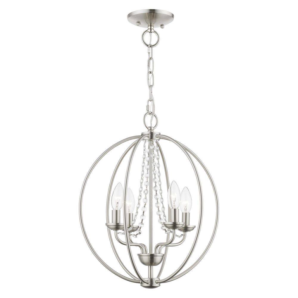 Arabella Brushed Nickel and Crystal 4-Light Chandelier
