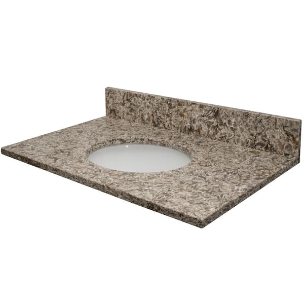 MarCraft Vista 25 in. W 22 in. D Quartz Single Oval Basin Vanity Top in Alterra with White Basin