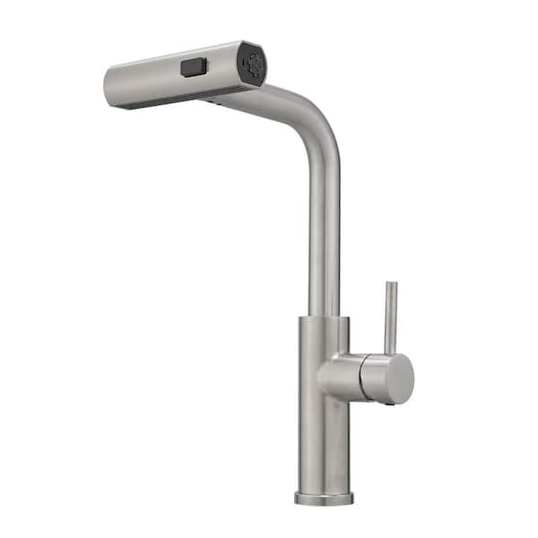 Unbranded Single Handle Waterfall Pull Down Sprayer Kitchen Faucet for 3-Function, Pull Out Spray Wand in Brushed Nickel