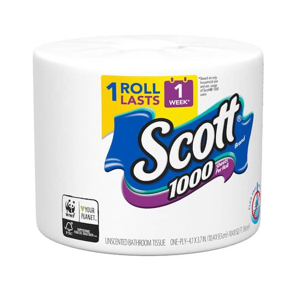 Scott 1-Ply White 1000-Sheet Toilet Paper(1000-Sheets Per Roll 36 Rolls Per  Pack) (2-Pack) 53897 - The Home Depot