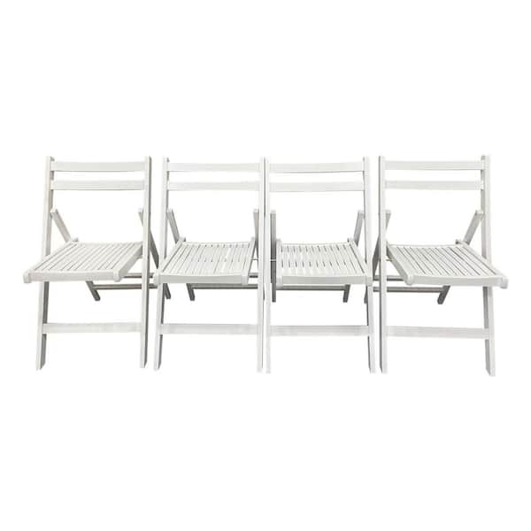 Miscool Anky White Wood Portable Folding Lawn Chairs for Camping (Set of 4)