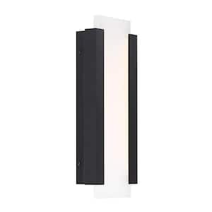 FICTION 14 in. Black Integrated LED Outdoor Wall Sconce, 3000K
