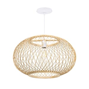 1-Lights Bamboo Natural Color Globe Pendant Light Shade Handmade