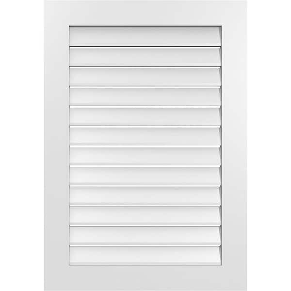 Ekena Millwork 28 in. x 40 in. Vertical Surface Mount PVC Gable Vent: Functional with Standard Frame