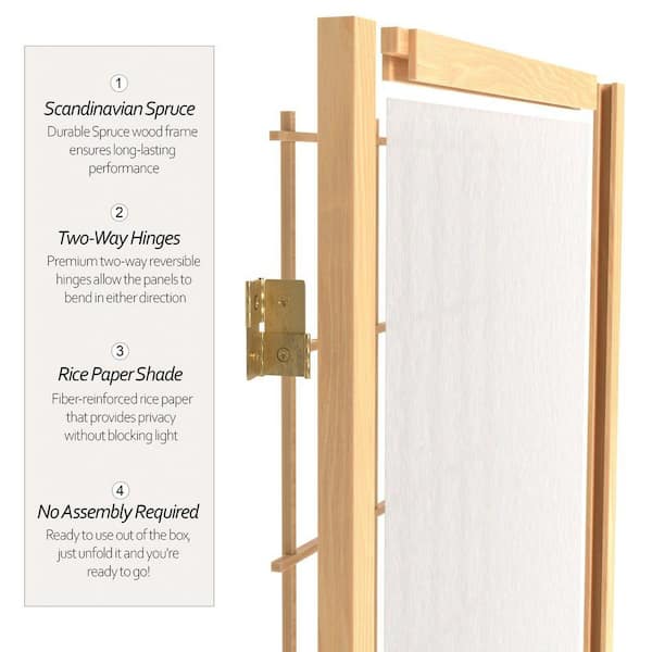 Red Lantern 3 ft. Short Window Pane Shoji Screen - Natural - 6
