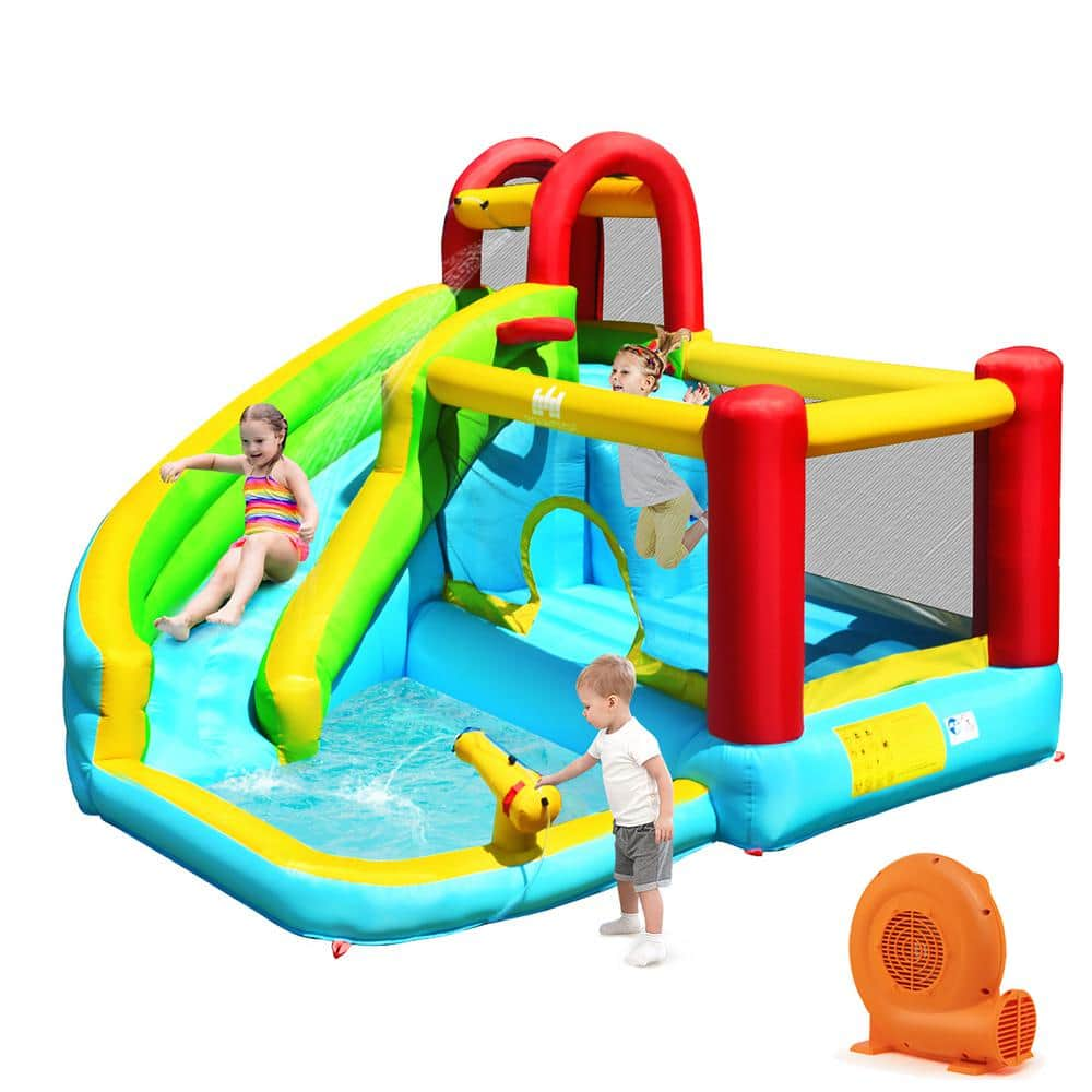 Costway Inflatable Kids Water Slide Jumper Bounce House Splash Water ...