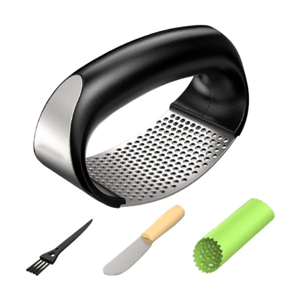 Stainless Steel Garlic Press Rocker Arc Shape Mincer & Crusher Kitchen Tool