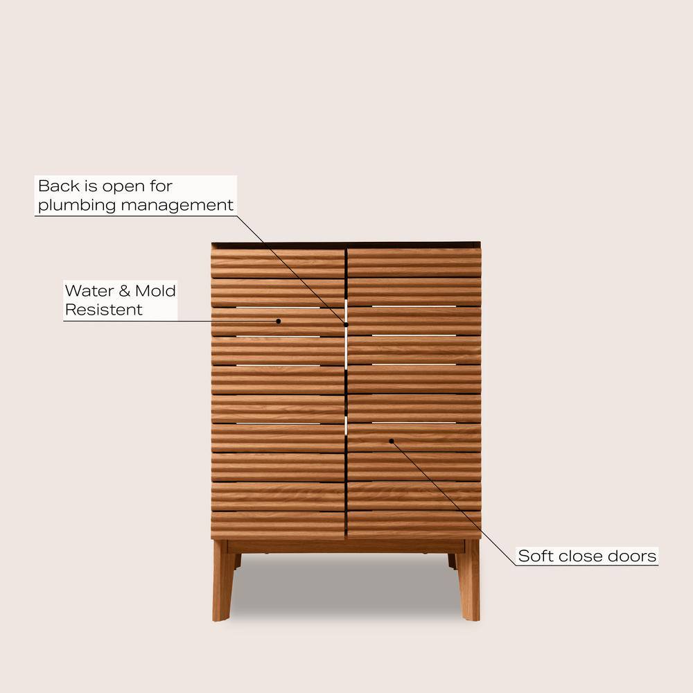 Calandre 24" Walnut Modern Farmhouse Bath Vanity Cabinet