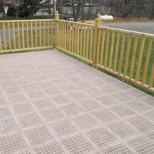 StayLock Perforated Tan 12 in. x 12 in. x 0.56 in. PVC Plastic Interlocking Outdoor Floor Tile (Case of 26)