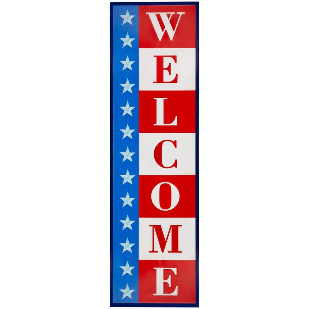 WTW アメリカ国旗デザイン 壁掛けミラー 約60cm x 80cm Northlight Americana Welcome Metal Wall Sign - 40 in. 35747167