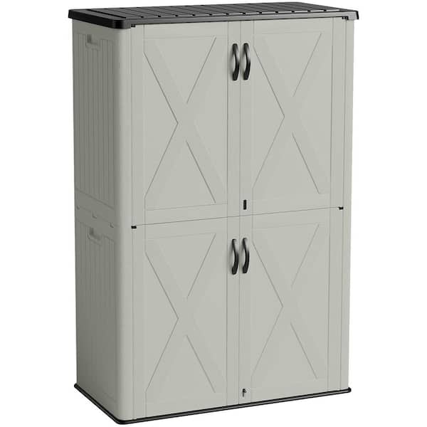 4 ft. W x 2 ft. D x 6 ft. H Outdoor Plastic Shed, Lockable Waterproof Resin Storage Cabinet, Grey (8.9 sq. ft. )