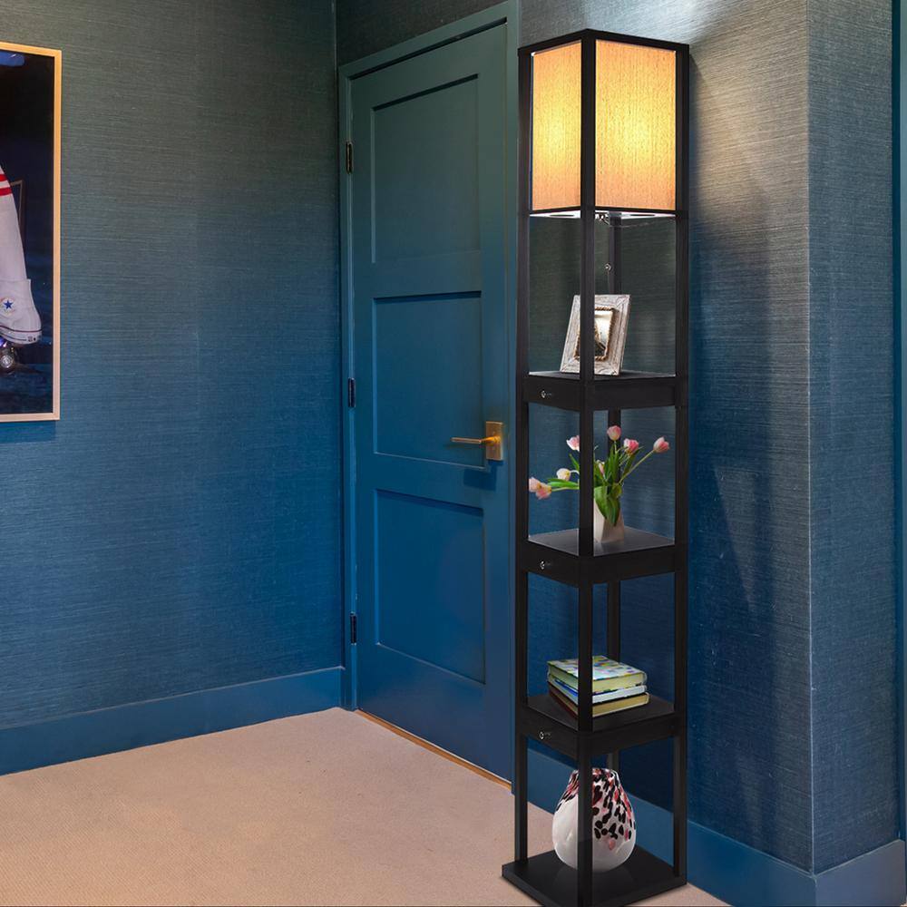 Maxwell Smart Shelf Floor Lamp with LED and Voice Assistant - Black