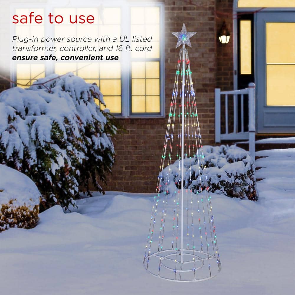 86" Multi-Color LED Outdoor Plastic Christmas Tree with Star Topper