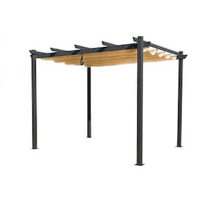Morgan 12 ft. x 10 ft. Gray Aluminum Frame Outdoor Pergola with Beige Canopy
