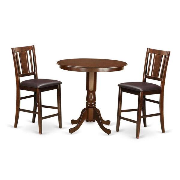 East West Furniture 3-Piece Mahogany Finish Solid Wood Top - Dining Room Set - Seats 4