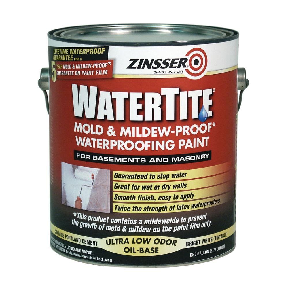 Zinsser 1 Gal Watertite Mold And Mildew Proof White Oil Based Waterproofing Interior Exterior Paint 2 Pack 5001 The Home Depot