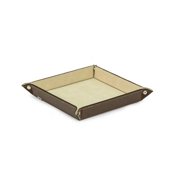 Bey Berk Brown Leather Valet Tray With, Brown Leather Tray