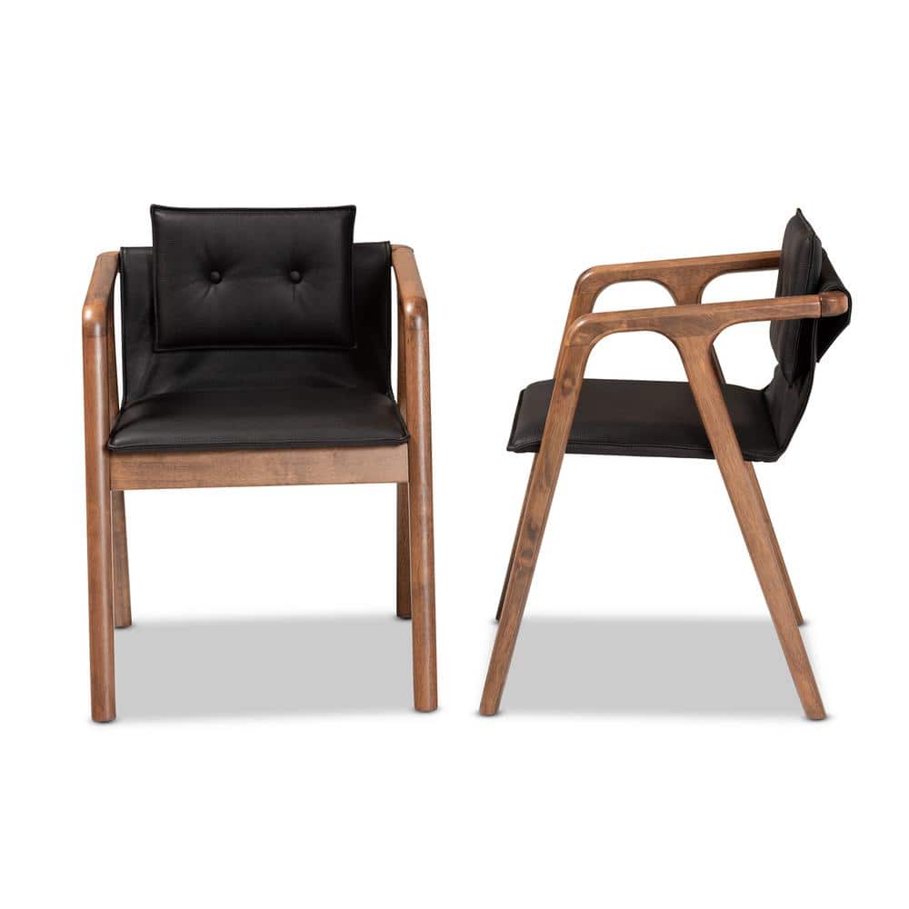 Elegant Mid-Century Modern Walnut Brown Wood & Cane Arm Chair