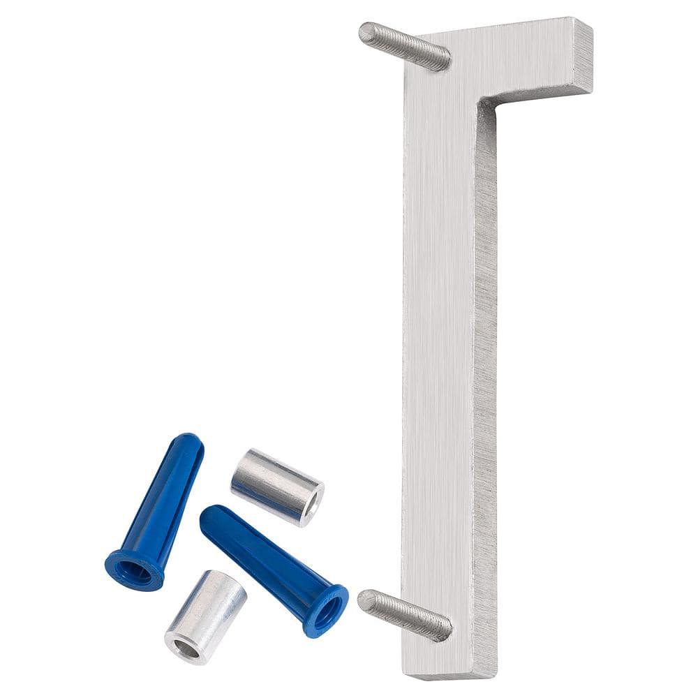 Brushed Aluminum Floating Modern House Number 1, 4-inch