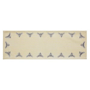 Buzzy Bees 12 in. W x 36 in. L Yellow Honeycomb Cotton Table Runner
