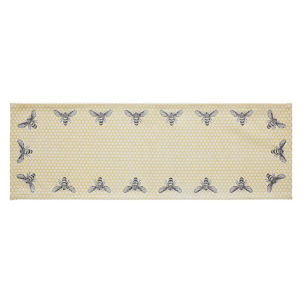 VHC Brands Buzzy Bees 12 in. W x 36 in. L Yellow Honeycomb Cotton Table Runner