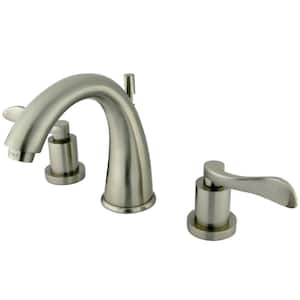 NuWave 8 in. Widespread 2-Handle Bathroom Faucets with Brass Pop-Up in Brushed Nickel